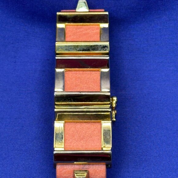 Vince Camuto “Marcel” Salmon Leather Bracelet Gold-Tone Squares Magnet Clasp. - Picture 12 of 14